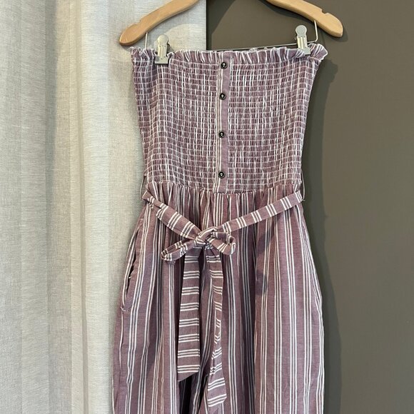 NWOT, Altar'd State Women's Purply/Mauve Striped Jumpsuit, Size Medium - Picture 2 of 13